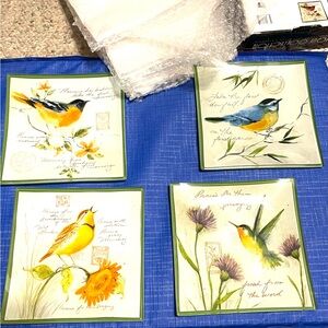 Set of Four Prima Donna Bird-Themed Decorative Plates